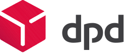 DPD Paketshop - Sabrina's Beautystudio Logo von DPD mit einem roten, stilisierten Würfel und dem Schriftzug "dpd" in Grau.